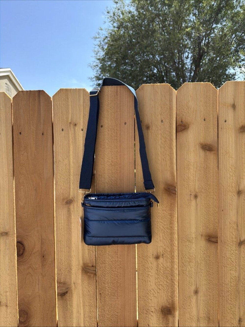 UNNI Solid Puffer Crossbody Bag In Navy Blue - NWT